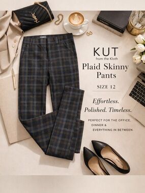 KUT from the Kloth Plaid Skinny Pants Size 12